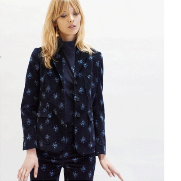 Rebecca Taylor La Vie Celeste Floral Velvet Jacket AND Pant Set XS Pant Sz 25 - Picture 2 of 16